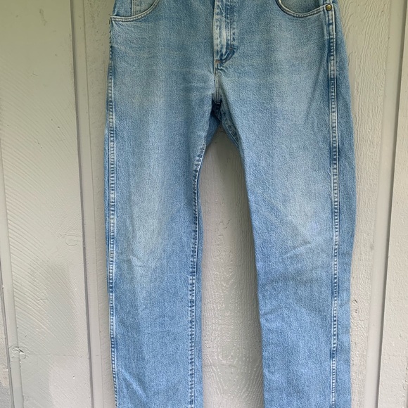 Wrangler Jeans Mens 32x34 Blue Wash Regular Fit 47MWZ Cowboy Western Distressed - Picture 8 of 11